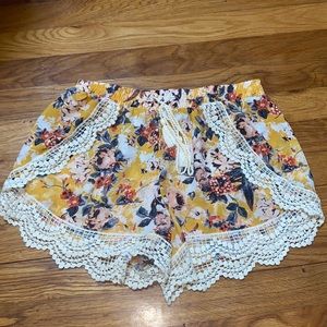 Floral & Crochet Shorts